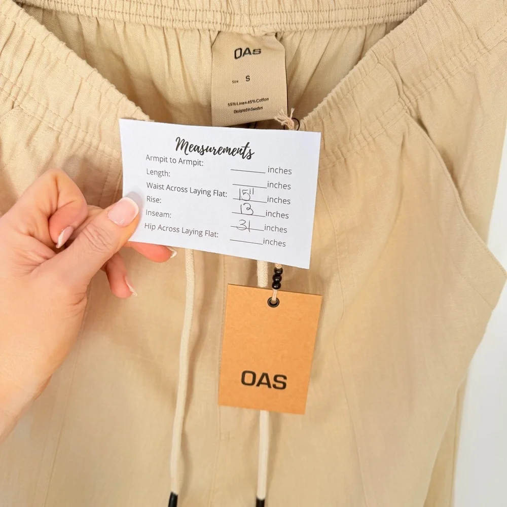 OAS Beige Cargo Linen Pants Size S #0060
